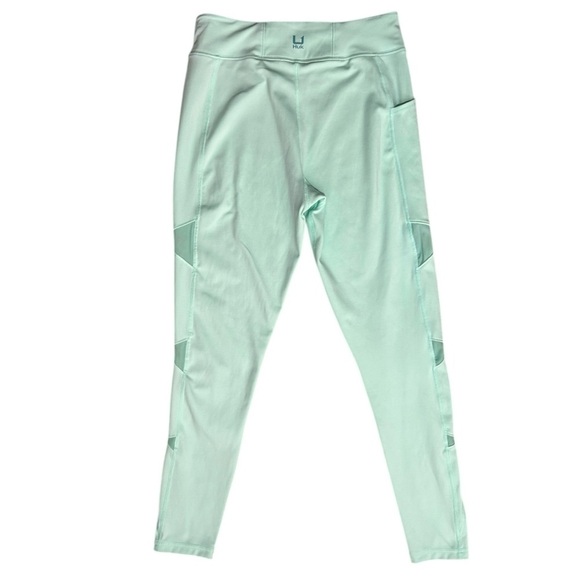 HUK Reel On Leggings Beach Glass Green sz M Pockets Mesh Inserts Yoga Fishing - Picture 2 of 9
